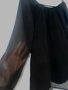 Black Sheer Top With Stitched Black Inner
