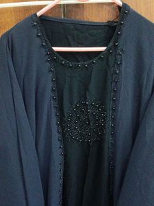 Modesty Navy Blue And Black Kaftan Abaya
