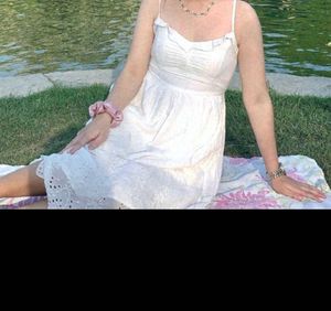 Cottagecore Midi Embroidered White Dress
