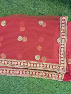 Red &amp; Gold Embroidered Lehenga