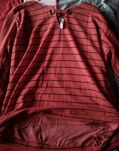 Vestry Women's Red Top With Black Strips
