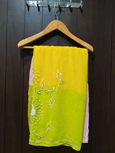 Elegant Pink &amp; Yellow Saree
