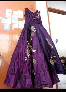 Embroidered Purple Party Gown