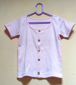 Cute Pink Button T-Shirt Top
