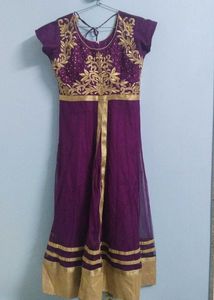 Purple & Gold Anarkali Dress