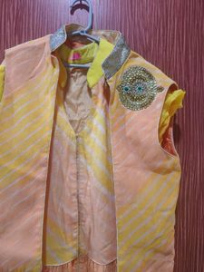 Women Orange Yellow Kurti With Jacket