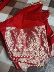Red Heavy Border Sequence Saree For Woman