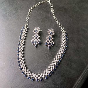 Original AD Elegant Silver&amp;Blue Stone Jewelry Set