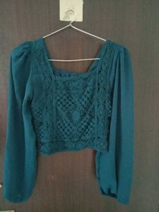 Teal Lace Crop Top