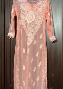 Peach Embroidered Kurta