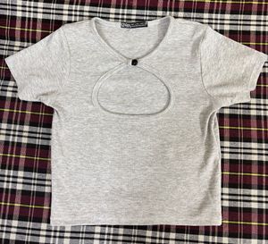 Cute Grey Cutout Tee