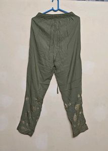 🫅 Biba | Yoke Design Kurta Trouser | Olive Gre