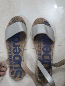 Superdry Genuine Branded Silver Strappy Sandals