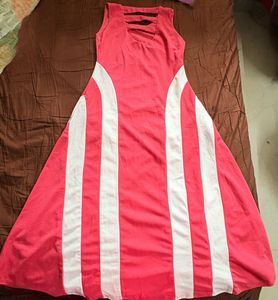 Pack Of Two Pink &amp; White Striped Dress+Violet Gown