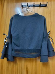 Grey Bell Sleeves Top