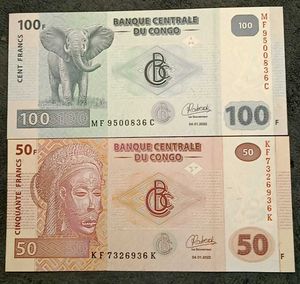 Congo 50 & 100 Francs Currency Note Set