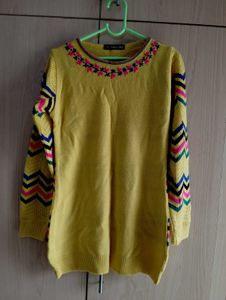 Yellow Embroidered Sweater