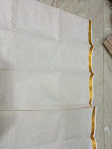 Traditional Kerala Kasavu Dhoti 7&#39;2&#34;X3&#39; White