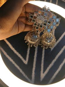 Mirror Jhumka Earrings