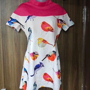 Bird Print Casual Dress