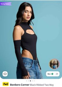 Black Ribbed Bodysuit