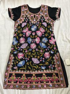Kashmiri Embroidered Black Kurti