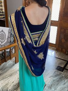 Elegant Blue &amp; Green Saree