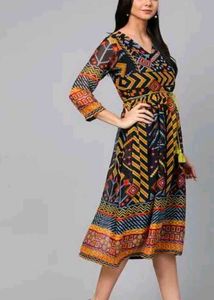 Abstract Print A-line Dress