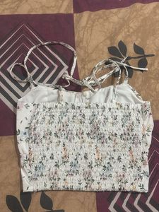 White Colored Satin Top