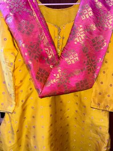 Yellow Banarsi Suit (with dupatta And Shalwar)