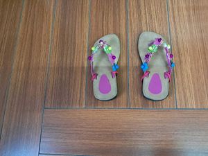 Floral Beaded Flip Flops