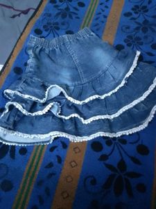 Denim Ruffle Skirt
