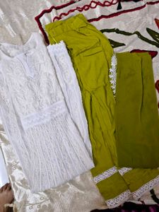 Lucknowi Chikankari Kurti Set