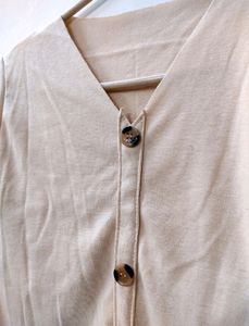 Beige Color Crop Tee