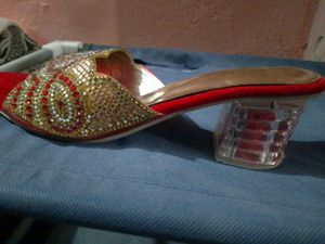 Red &amp; Gold Embellished Heels