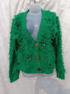 Oversized Christmas Tree Cardigan 💚
