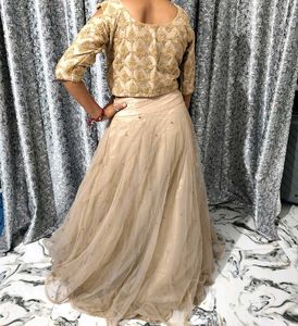 Partywear Lahanga With Full Sleeve Embroidery Top
