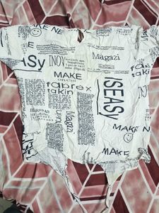 Printed White Casual Top