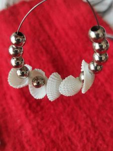 Set Of 2:- Shell Beaded &amp; Golden Stone Earrings