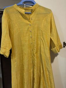 Yellow handloom kurti