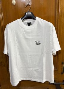 H&amp;M White &#39;New York&#39; Loose Fit T-Shirt