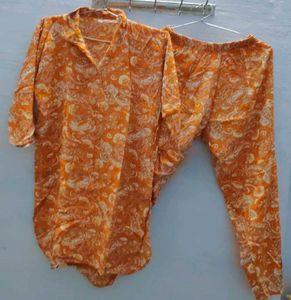 Orange Paisley Pajama Set