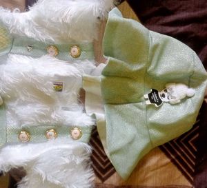 White &amp; Olive Colour Baby Girl Wool Hat Dress