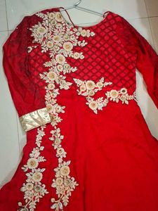 Elegant Red Embroidered Saree