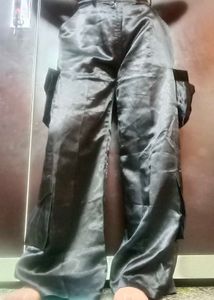 SALE🔥 BLACK SATIN CARGO 8 Pockets!