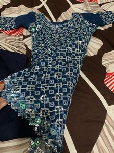 Blue Baby Girl Embellished Kurti Set