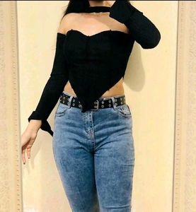 Black sweet Heart Detail Top
