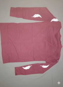 Maroon Feather Graphic Long Sleeve Tee