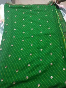 Green Bandhani Saree with Paisley