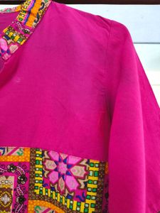Multicolored Collared Kurta With Chudidar Payjam